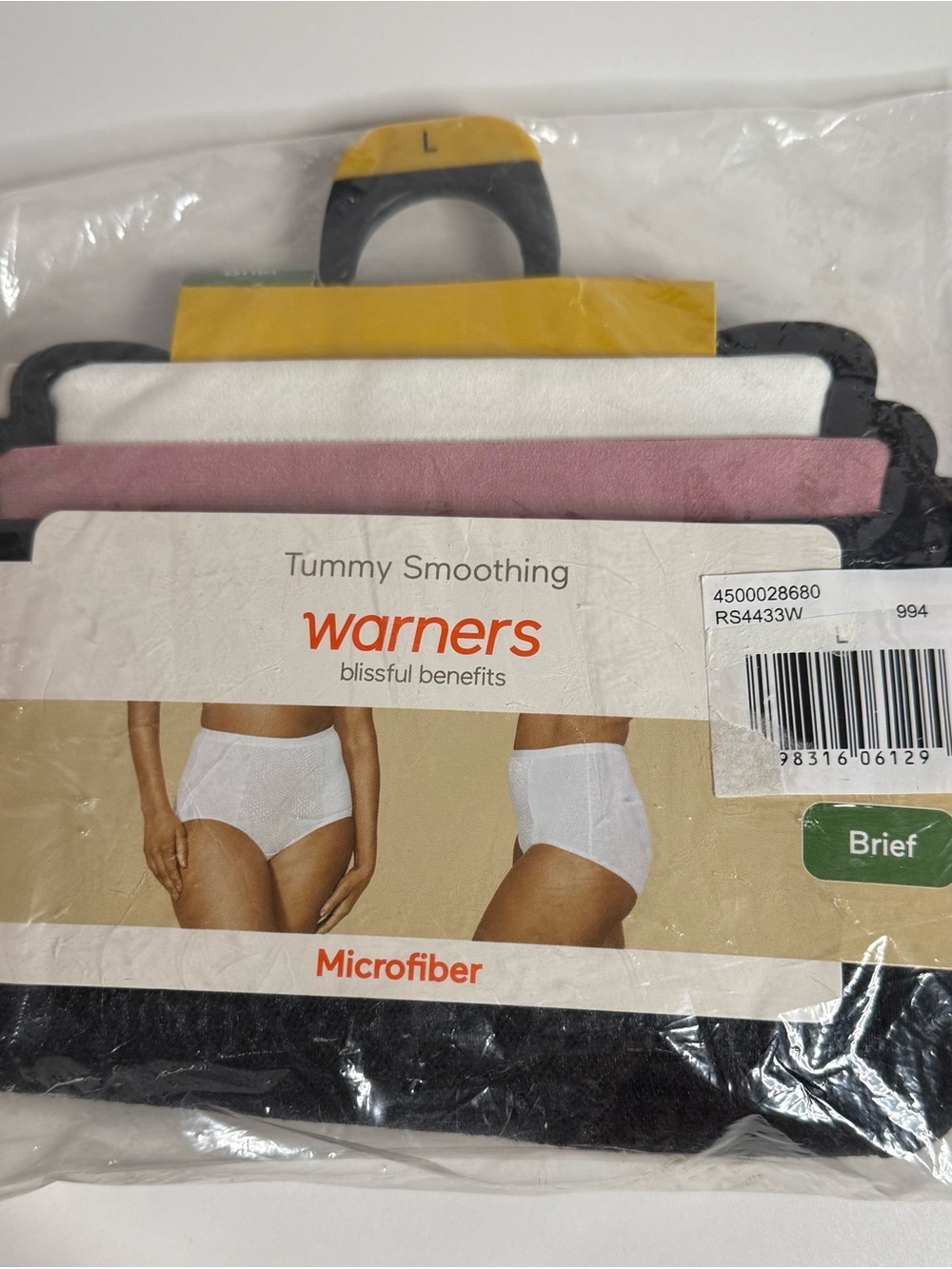 Warner's Microfiber Tummy Smoothing Briefs - White, Pink, Black - Picture 3 of 6